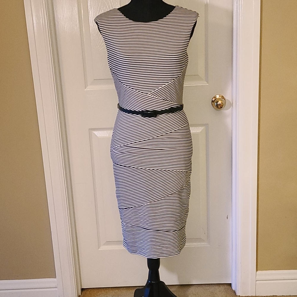 WHBM Black/White Stripe Dress